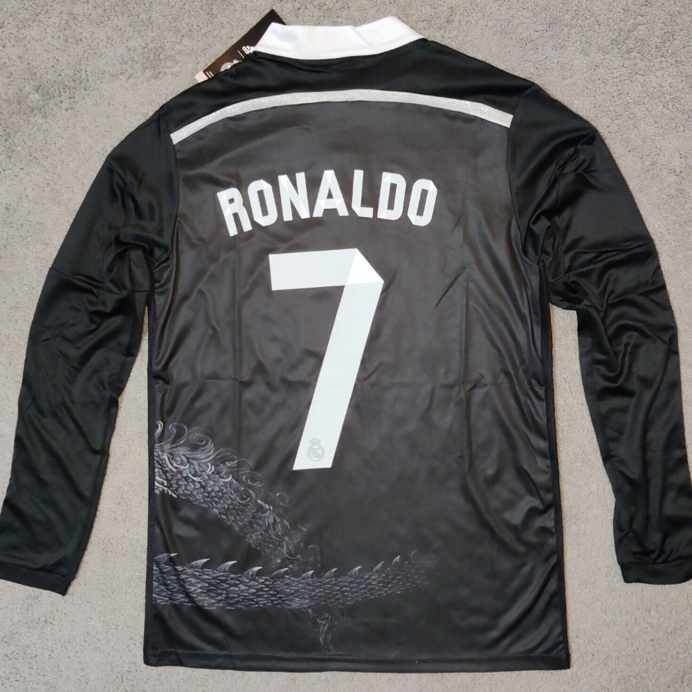 Ronaldo 2014/15 Real Madrid Black Dragon Third Long Sleeve Jersey Size L Men NWT - Picture 3 of 11